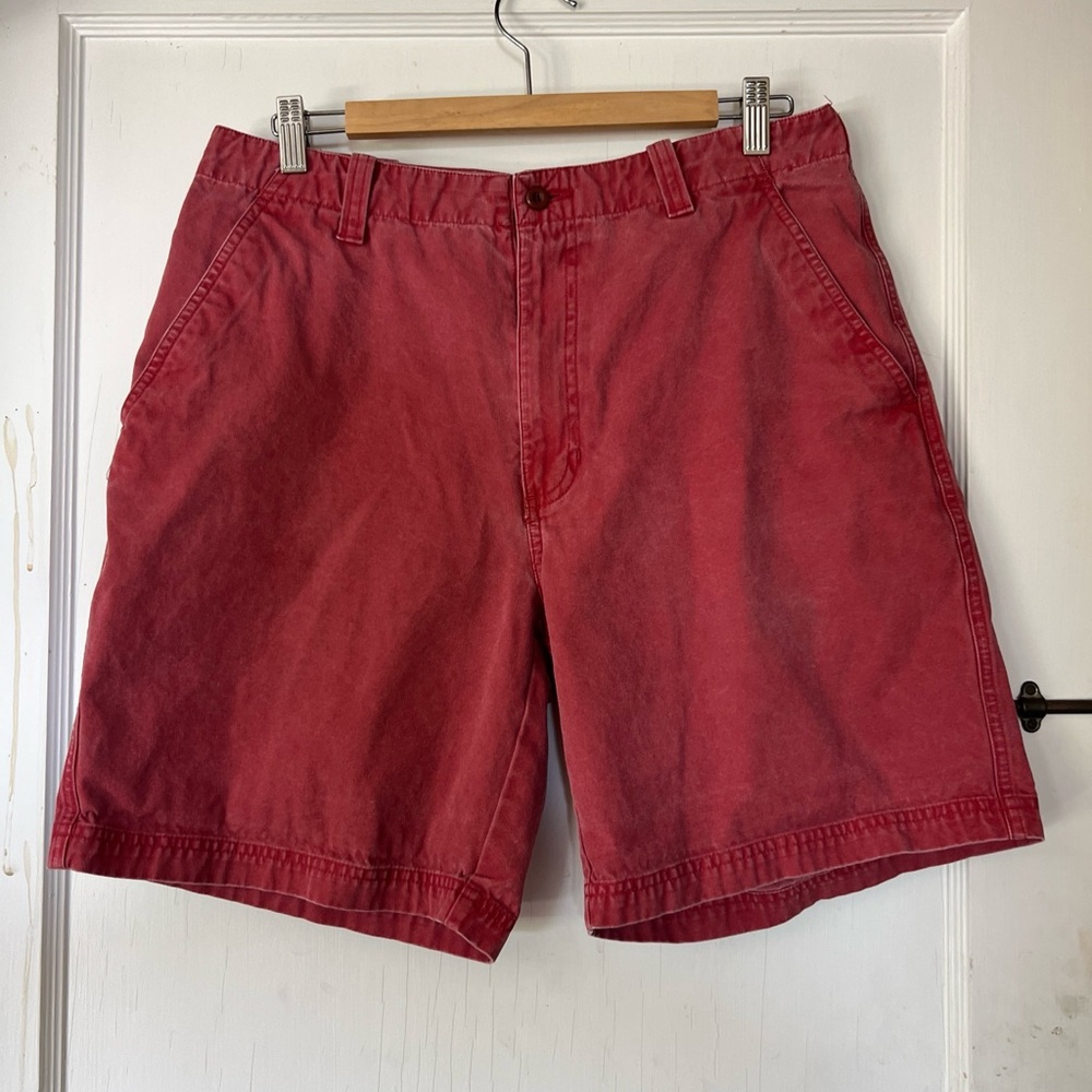 Izod Jeans 100% Cotton Canvas Faded Red Preppy Chino Shorts Mens 33W